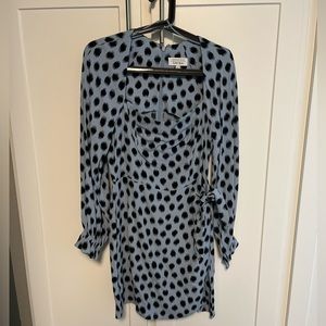Blue Polka Dot Long-Sleeve Dress